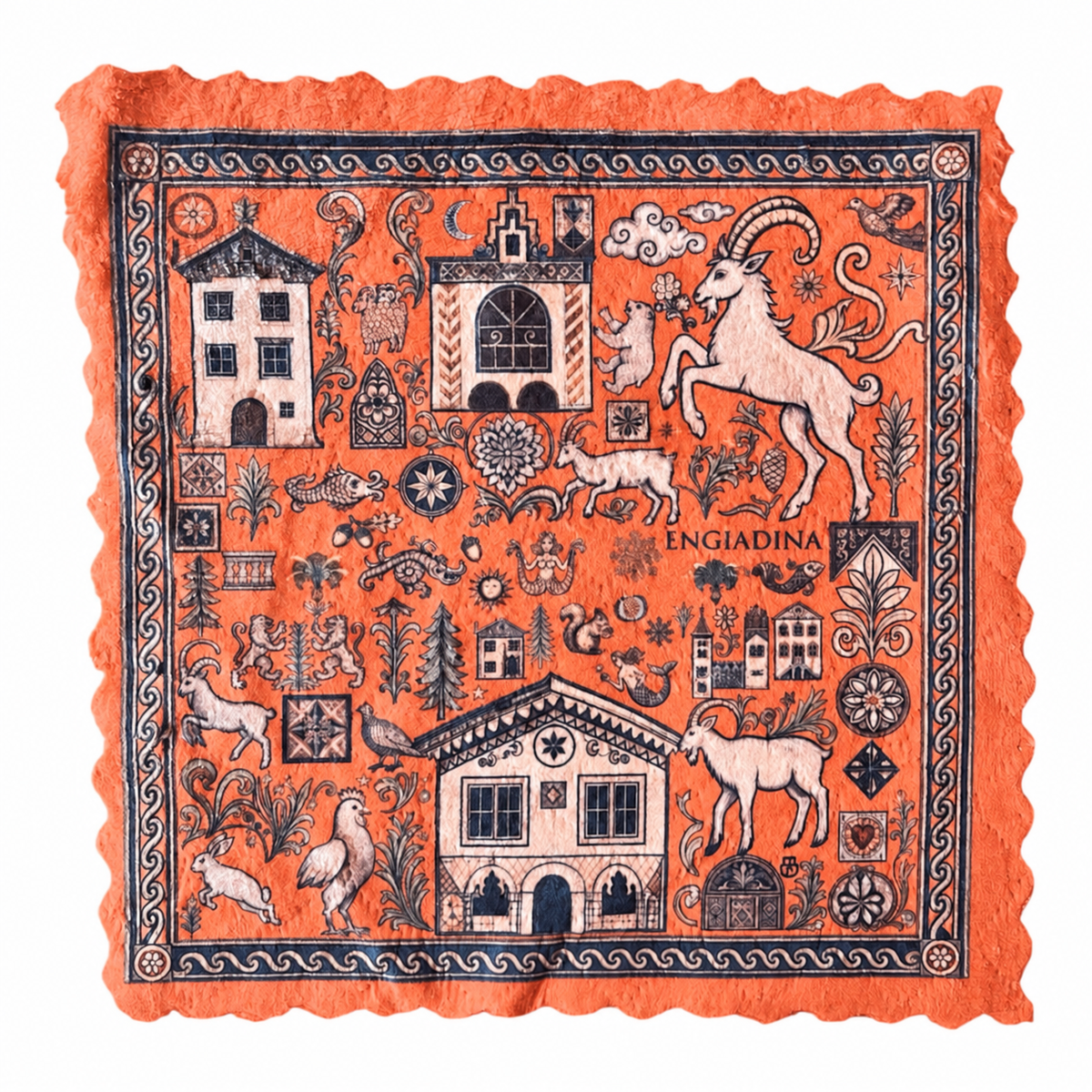 644. ENGADIN SYMBOLS ORANGE – Mikrofaser Putztuch
