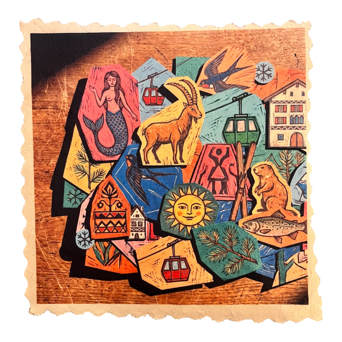 634. ENGADIN SGRAFFITO SYMBOL COLLAGE – Mikrofaser Putztuch