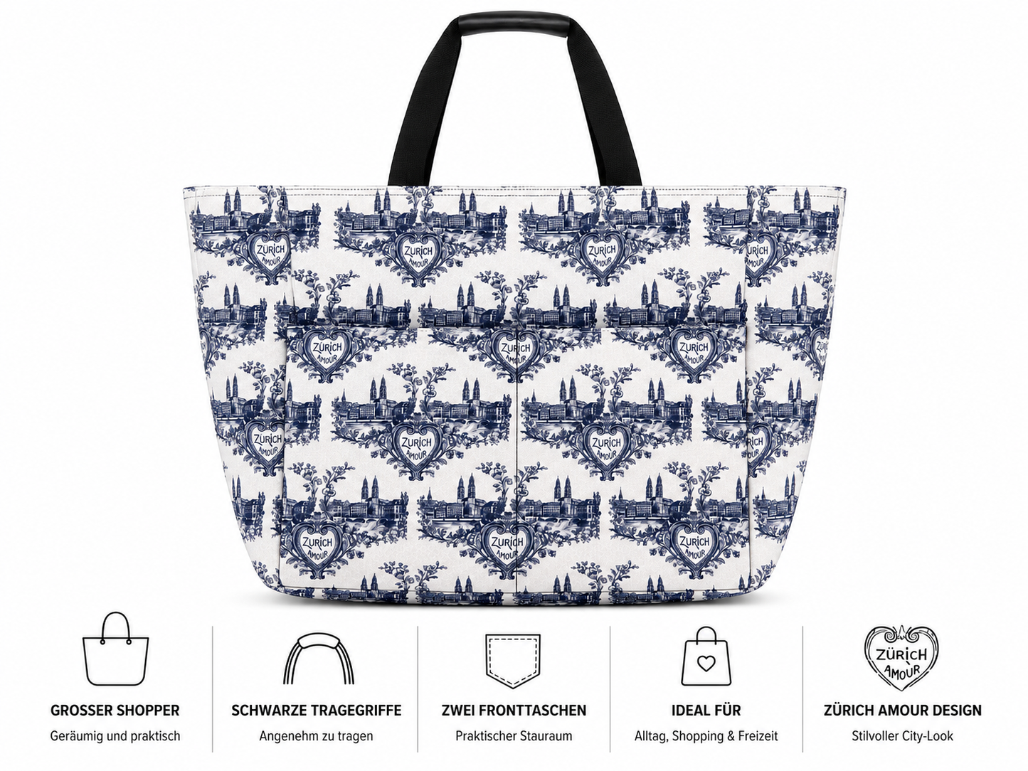 Zürich Amour | Grosser Shopper mit zwei Fronttaschen