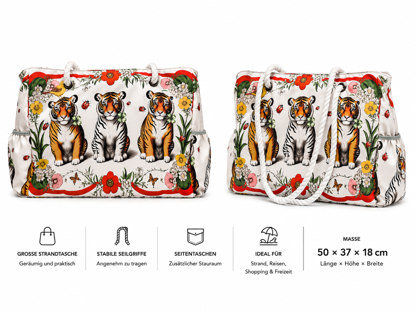 Lucky Tigers | Grosse Strandtasche