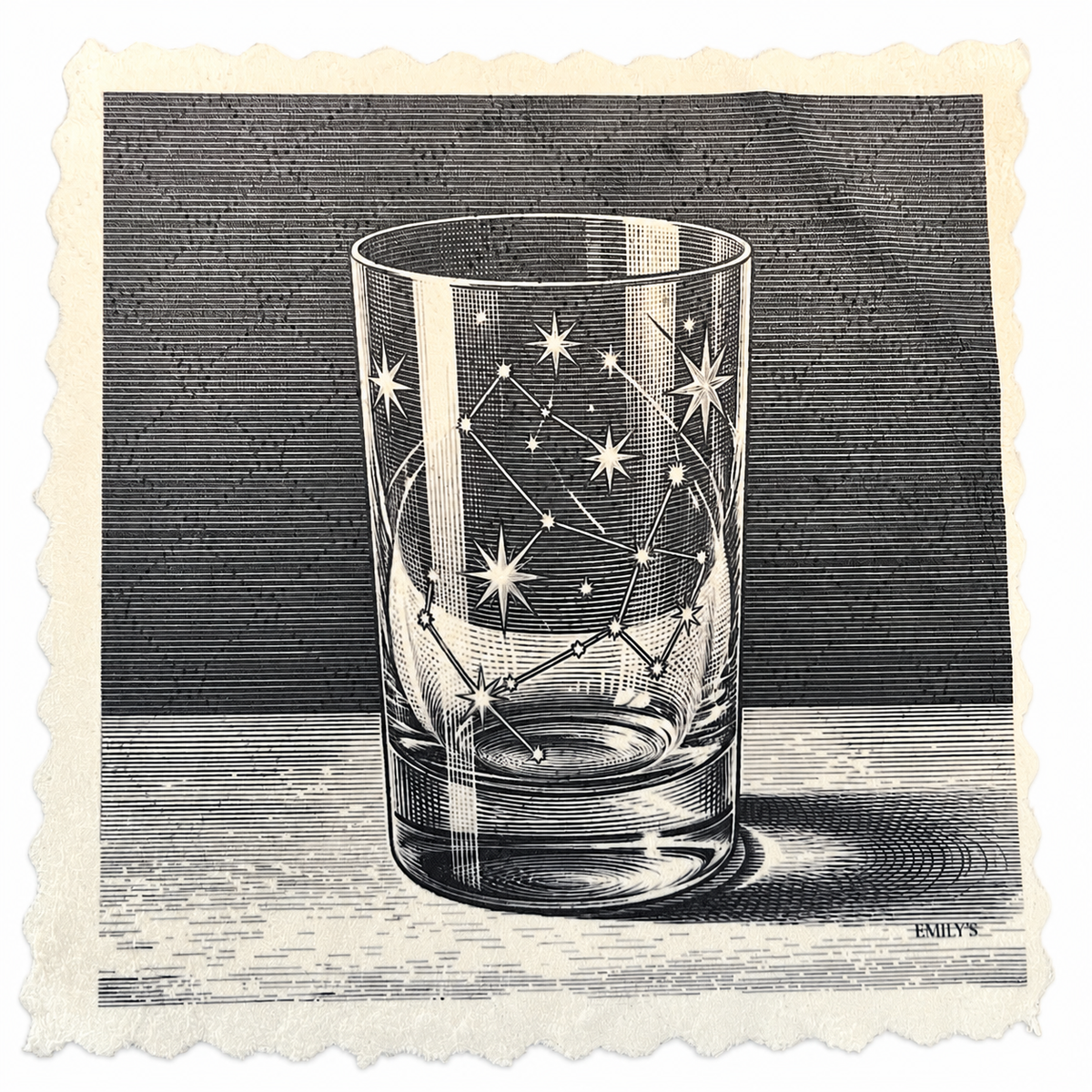 337. GRAPHIC WATER GLASS WITH STARS