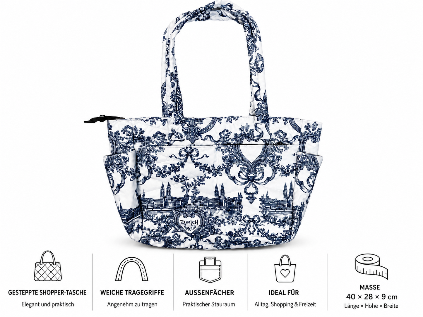 Zürich Amour | Gesteppte Shopper-Tasche