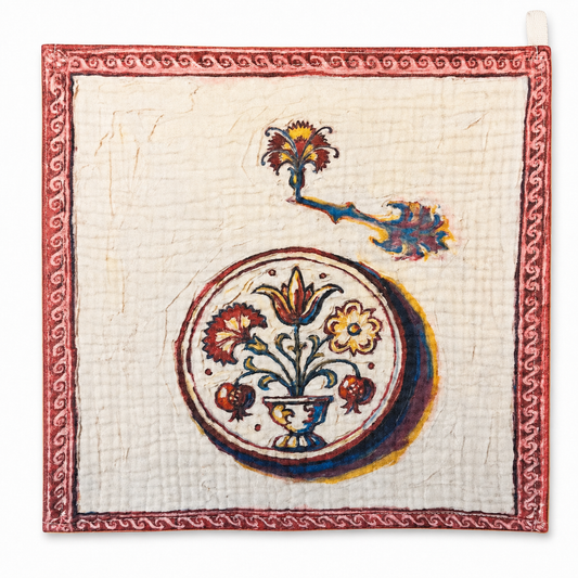 COTTON SGRAFFITI FLORAL MEDALLION