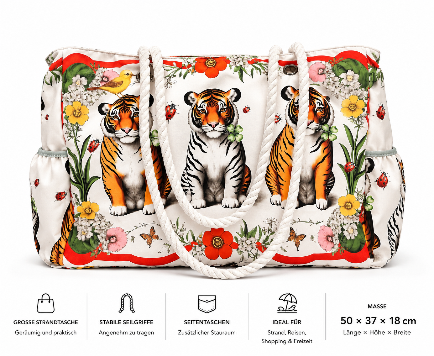 Lucky Tigers | Grosse Strandtasche