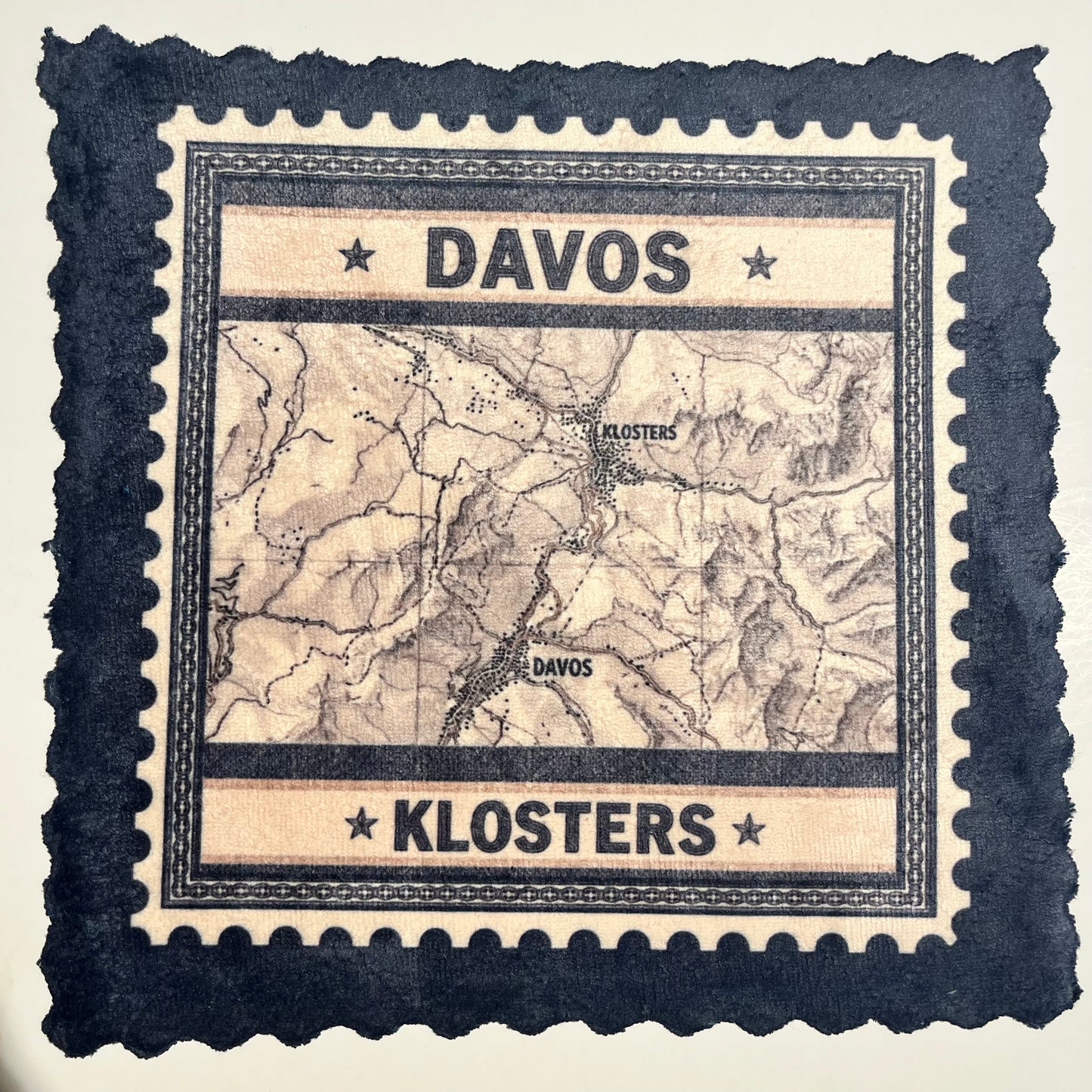 Davos &amp; Klosters Vintage Map – Mikrofaser Reinigungstuch