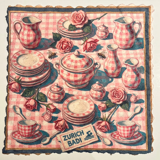 Pink Gingham Roses – Mikrofaser Reinigungstuch