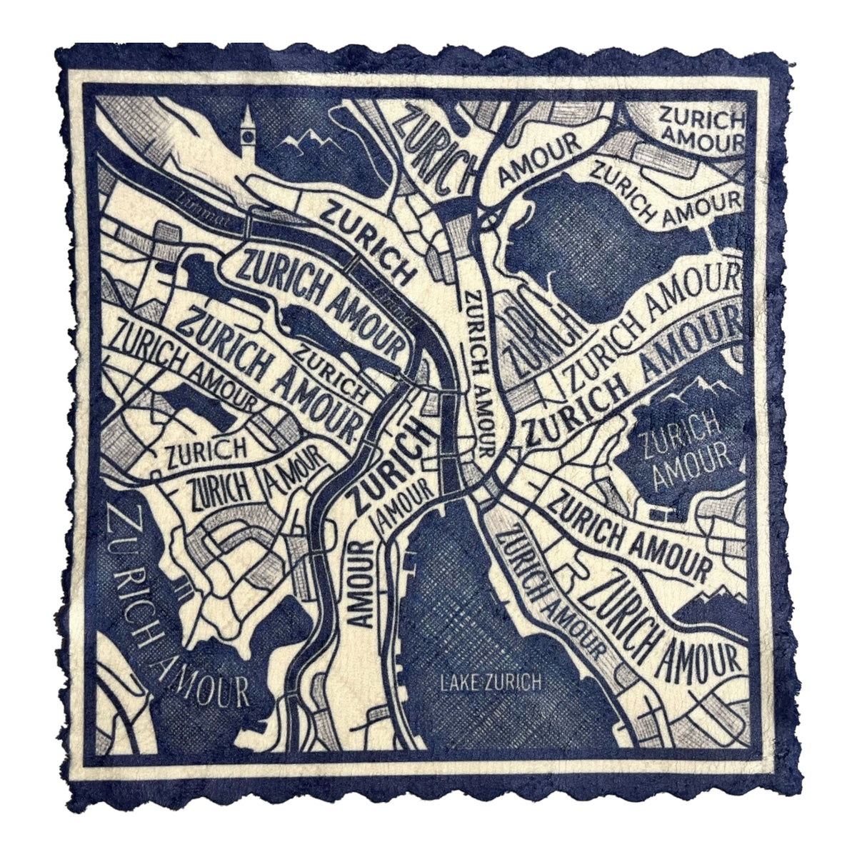 500. ZÜRICH AMOUR MAP BLUE – Mikrofaser Putztuch