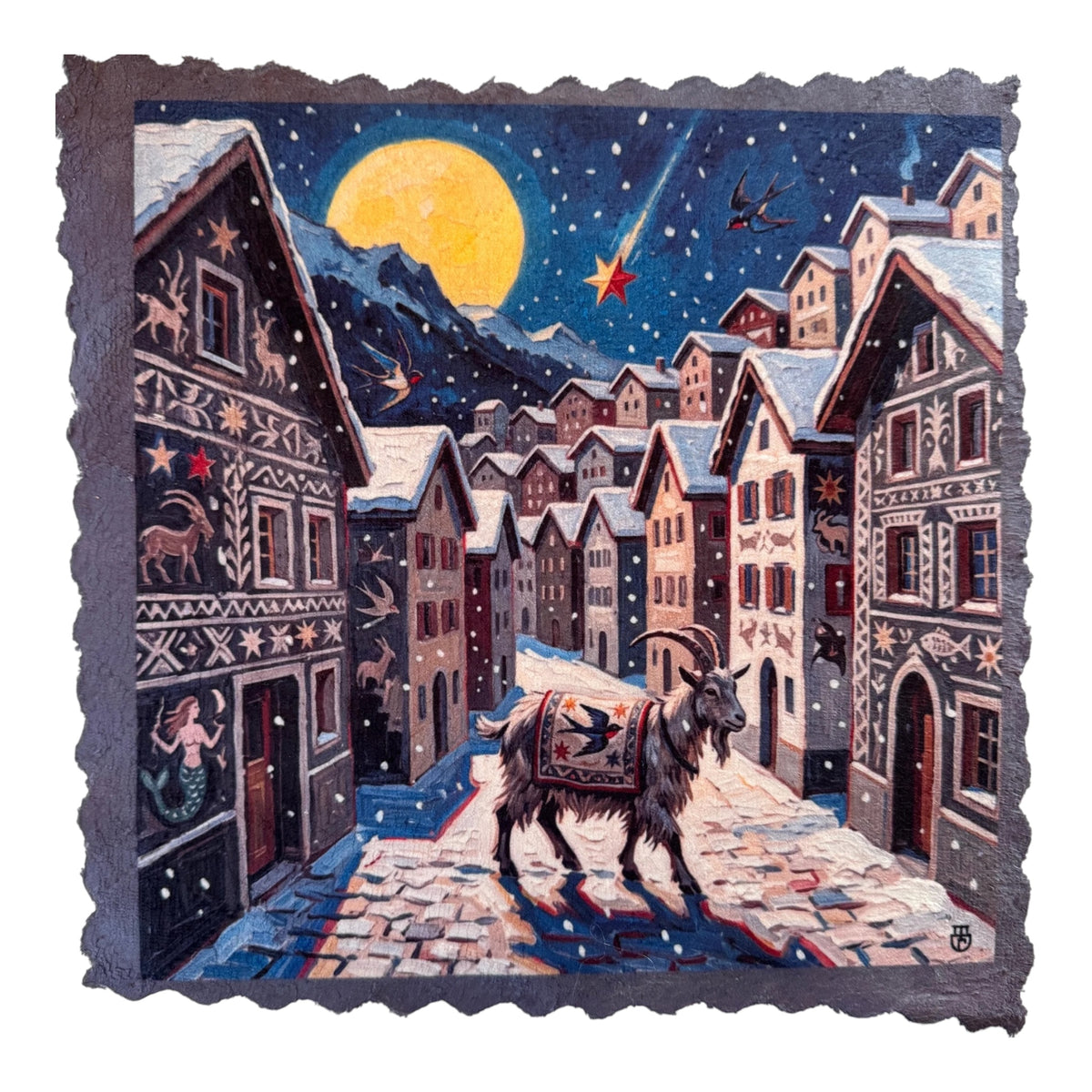 195. ENGADIN SGRAFITTO NIGHT VILLAGE – Mikrofaser Putztuch
