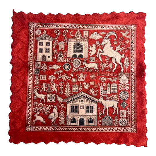 531. ENGADIN SYMBOLS RED Mikrofaser Putztuch