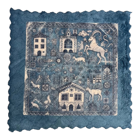 532. ENGADIN SYMBOLS BLUE - Mikrofaser Putztuch