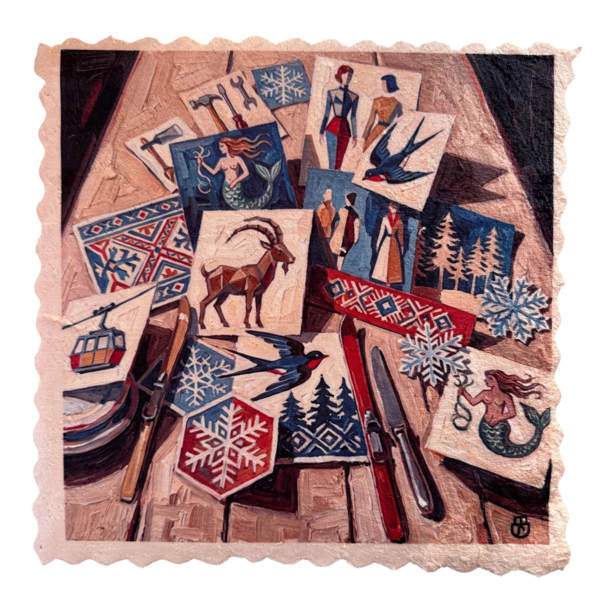 200. ENGADIN SGRAFITTO WINTER COLLAGE – Mikrofaser Putztuch
