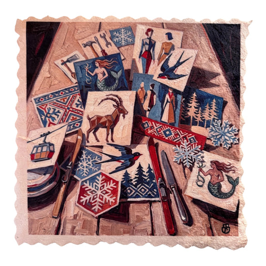 200. ENGADIN SGRAFITTO WINTER COLLAGE – Mikrofaser Putztuch