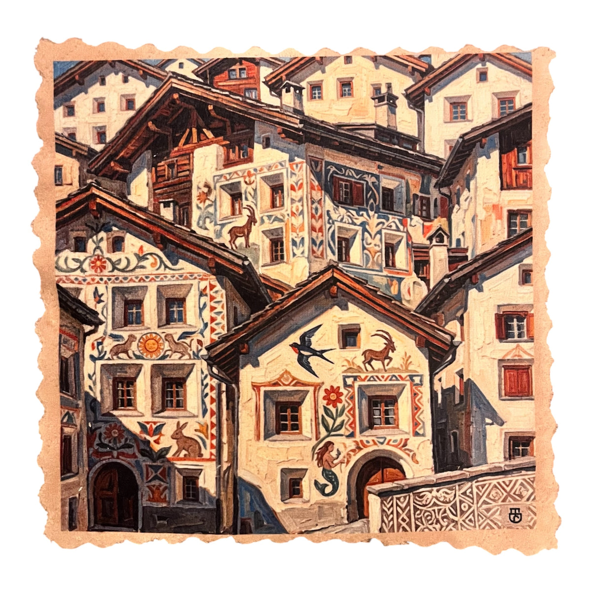 489. ENGADIN SGRAFFITO VILLAGE – Mikrofaser Putztuch