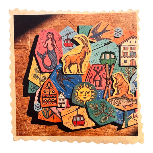 634. ENGADIN SGRAFFITO SYMBOL COLLAGE – Mikrofaser Putztuch