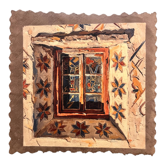 301. ENGADIN SGRAFITTO RED WINDOW - Mikrofaser Putztuch